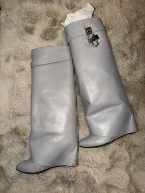 Light Gray Givenchy Shark Lock Boots